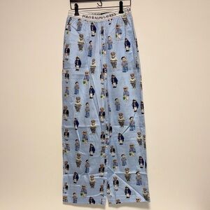 Polo Ralph Lauren blue cotton teddy bear satin pj pant sz xs xsmall new